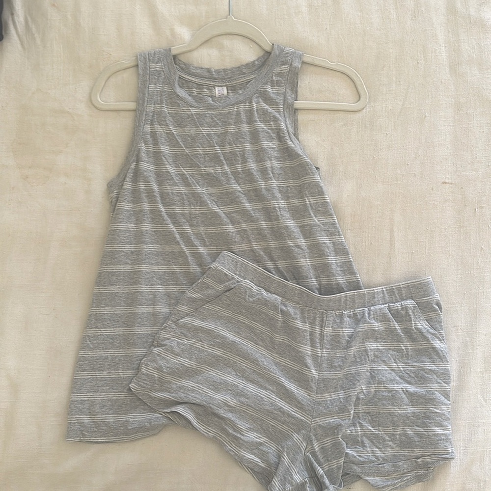 Short sleeve with shorts striped pajama set